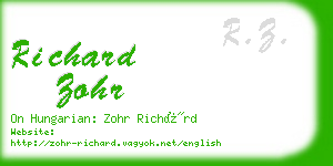 richard zohr business card